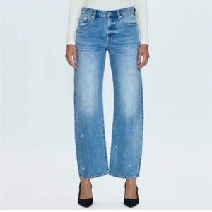 pistola Light Blue Wide-Leg Jeans with Heart Embellishments